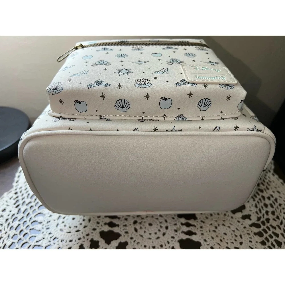 Loungefly Disney White and Light Blue Princess Icons Mini Backpack